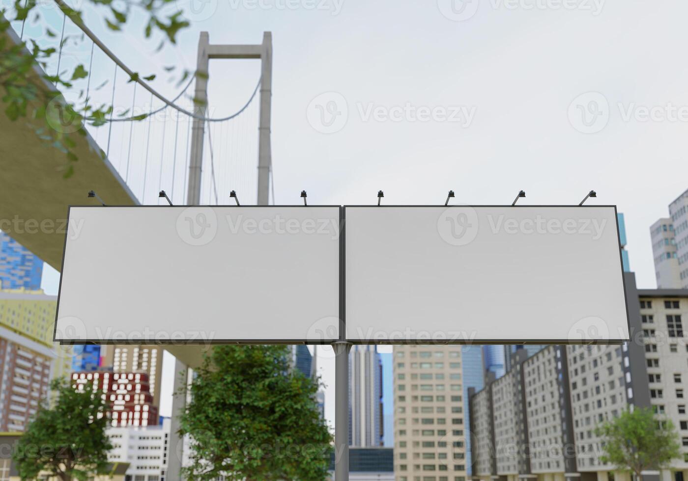 Outdoor em branco de maquete 3D na renderização do centro foto