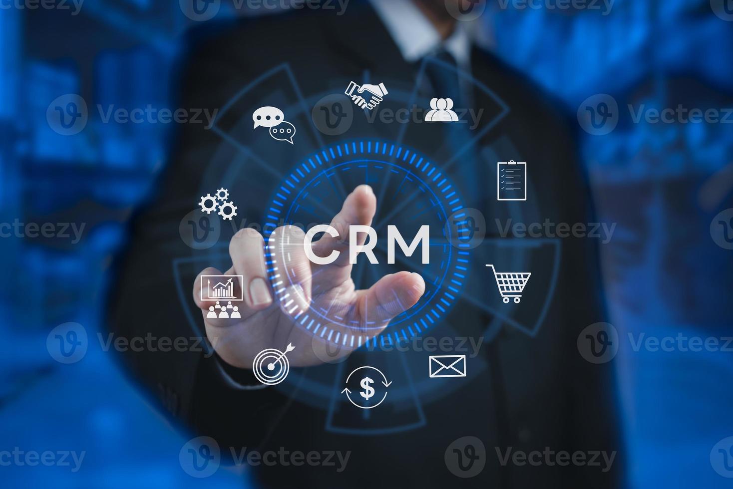 crm cliente relação gestão o negócio Internet tecnologia em virtual tela conceito. foto