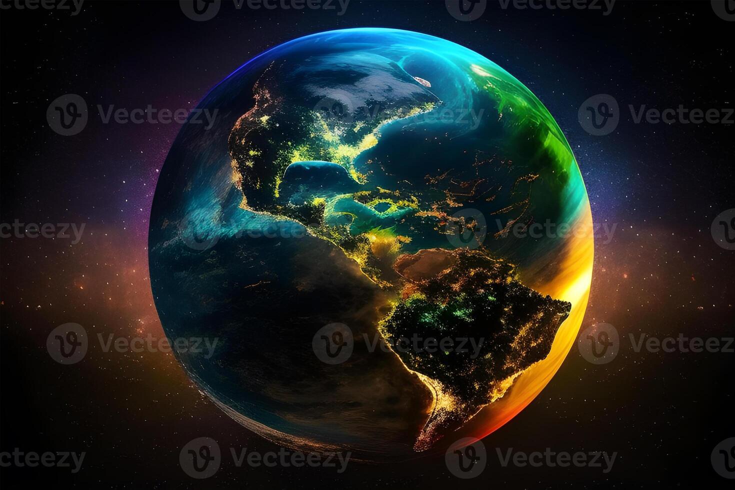 terra Visão dentro espaço para mundo terra dia. generativo ai. foto