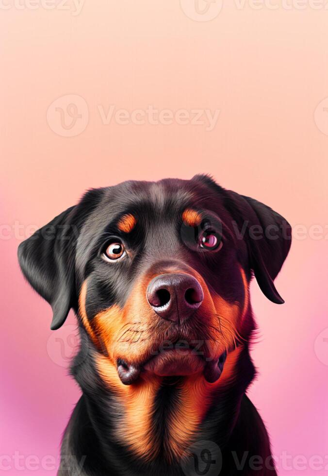 ai gerado rottweiler cachorro em gradiente fundo foto