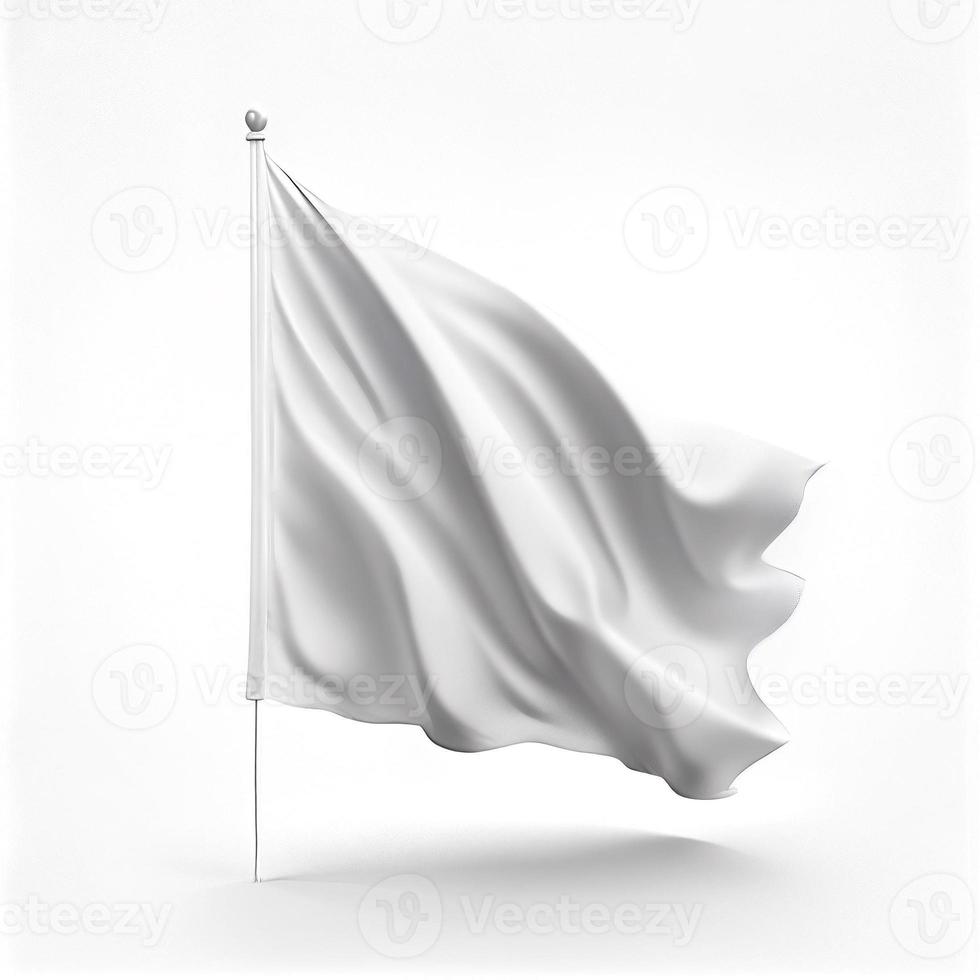 branco acenando bandeira em branco fundo, criada com generativo ai foto