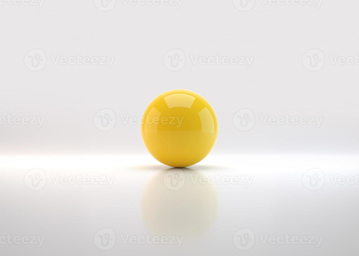 amarelo esfera com sombra. bola. 3d render foto