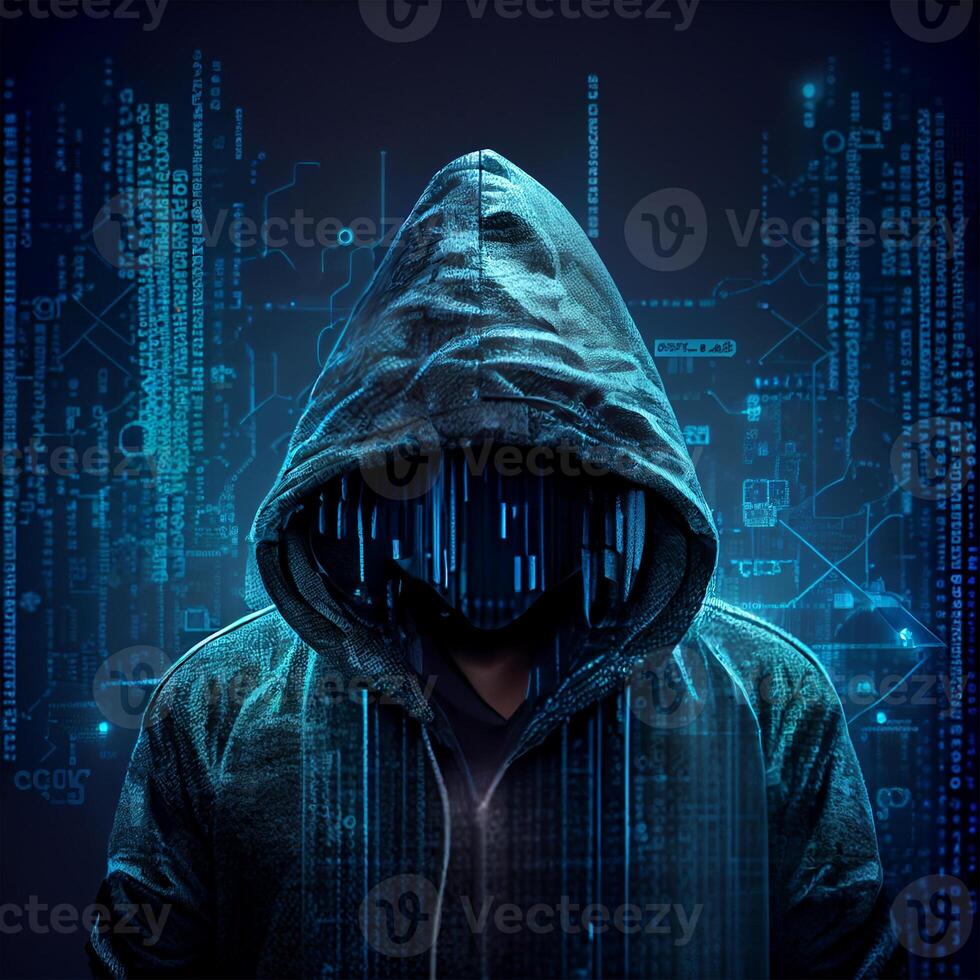 hacker, programador moderno espião, ilegal dados procurar - ai gerado imagem foto