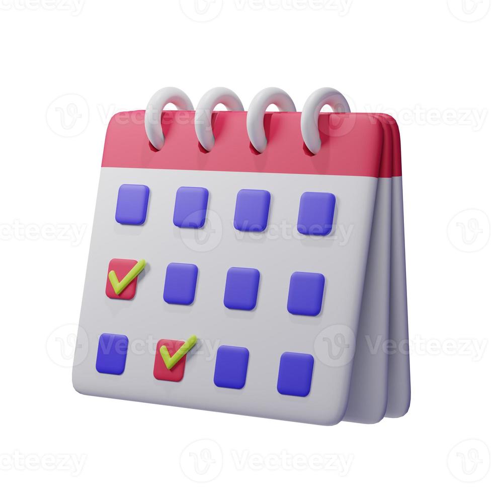 calendário 3d ícone render com branco isolado fundo foto