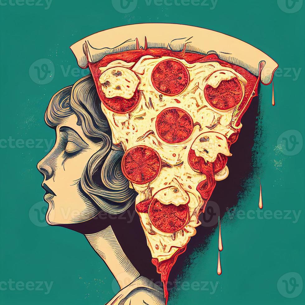 pizza dentro mente ilustração 3d foto