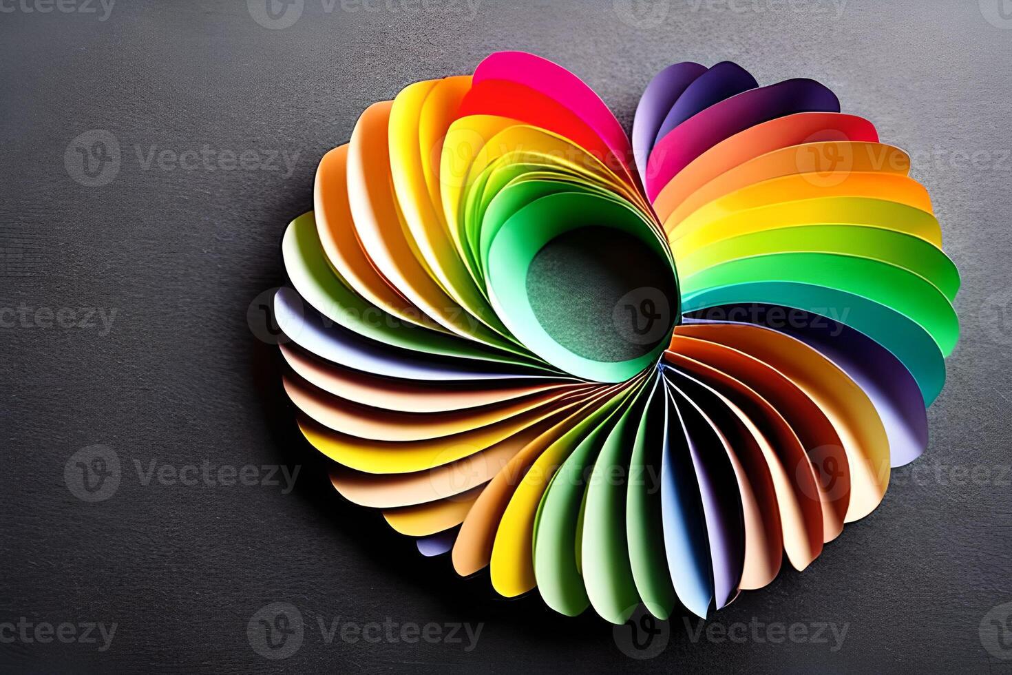 arco Iris colori papel cortar Fora dentro a amor coração forma. papel arte arco Iris coração fundo com 3d efeito, coração forma dentro vibrante cores, vetor ilustração. foto