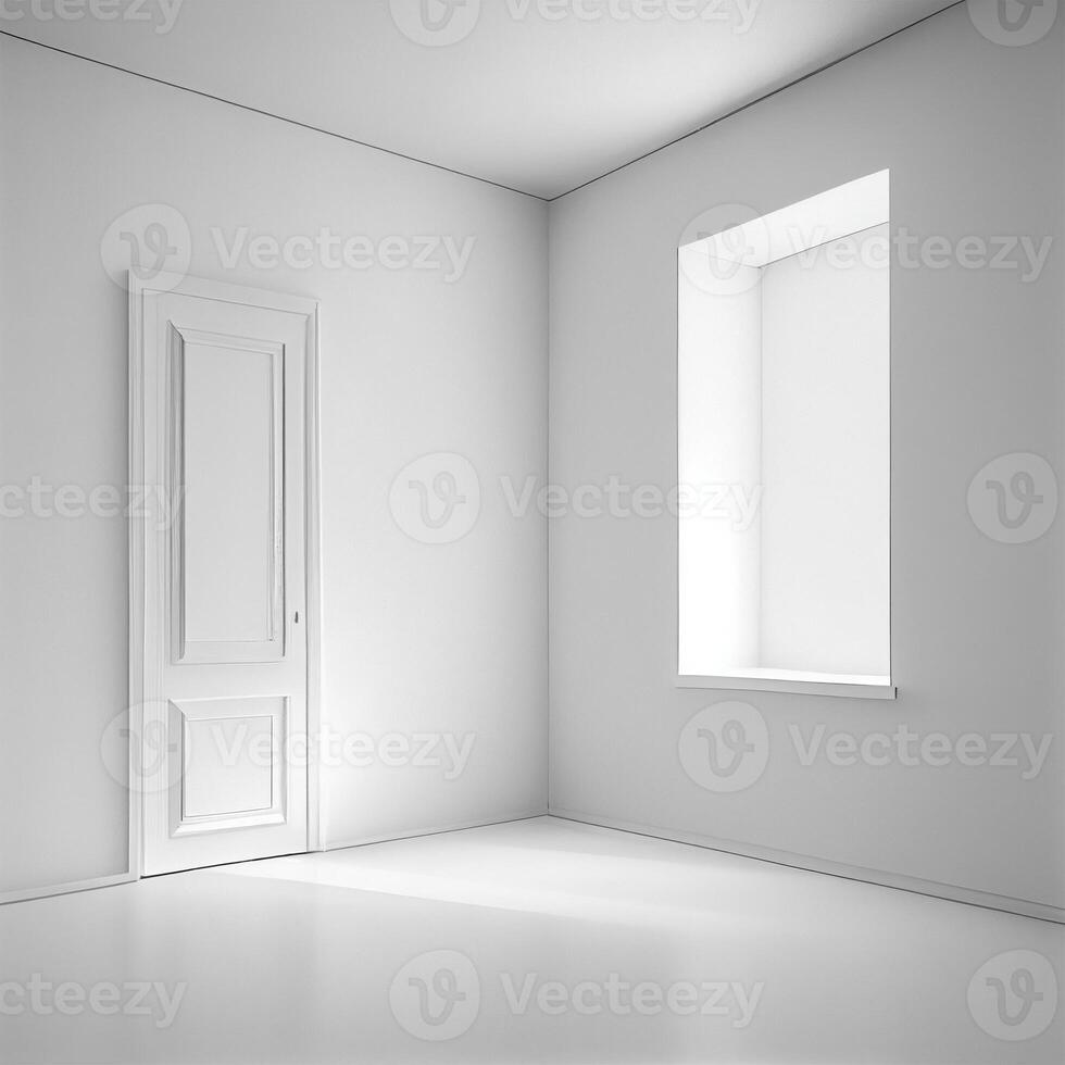branco brilhante espaçoso estúdio com uma ampla janela - ai gerado imagem foto