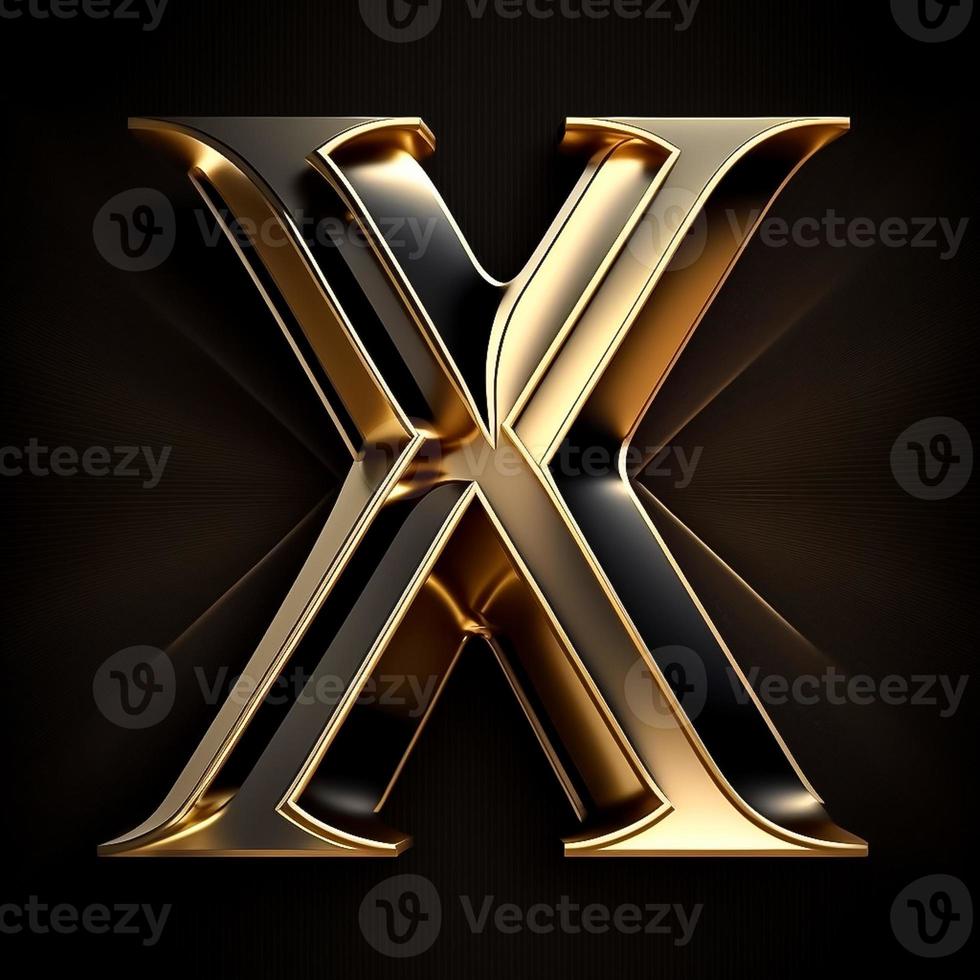 logotipo para a carta x com uma moderno clássico estilo ,3d alfabeto em Preto fundo foto