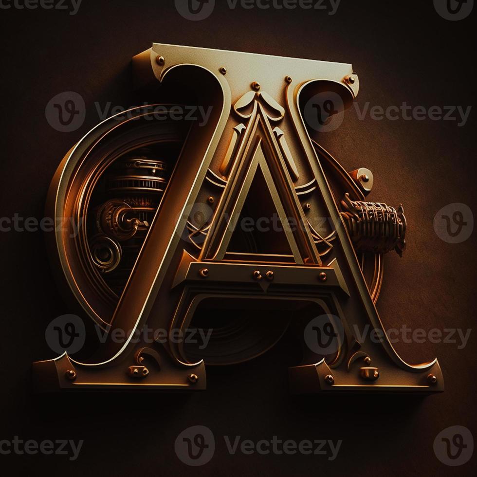 logotipo para a carta uma com uma moderno clássico estilo ,3d alfabeto em Preto fundo foto