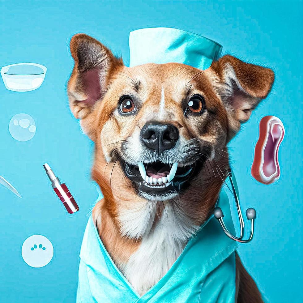 uma dental clínica com uma cachorro imagem para animais veterinário cirurgião foto