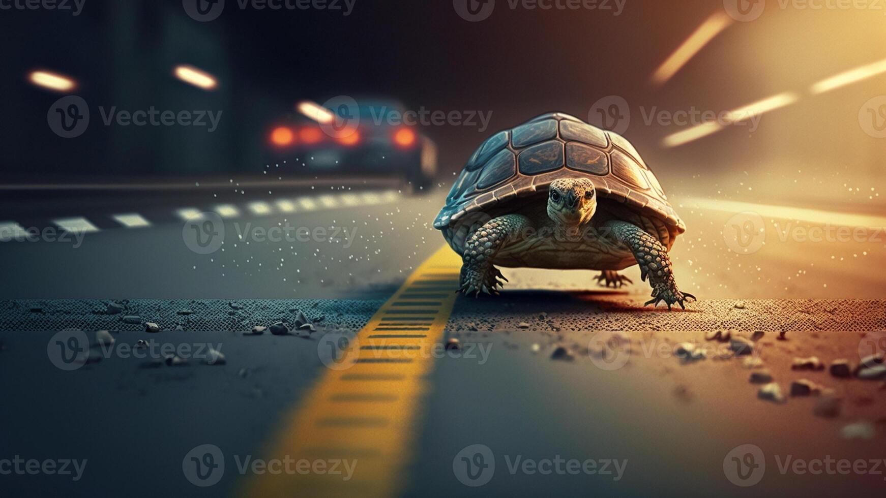 tartarugas raça para alcance a terminar linha com generativo ai. foto