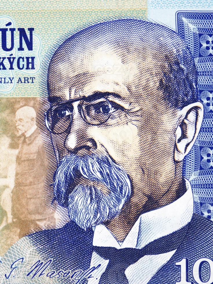 Tomas masaryk uma retrato a partir de tcheco dinheiro foto