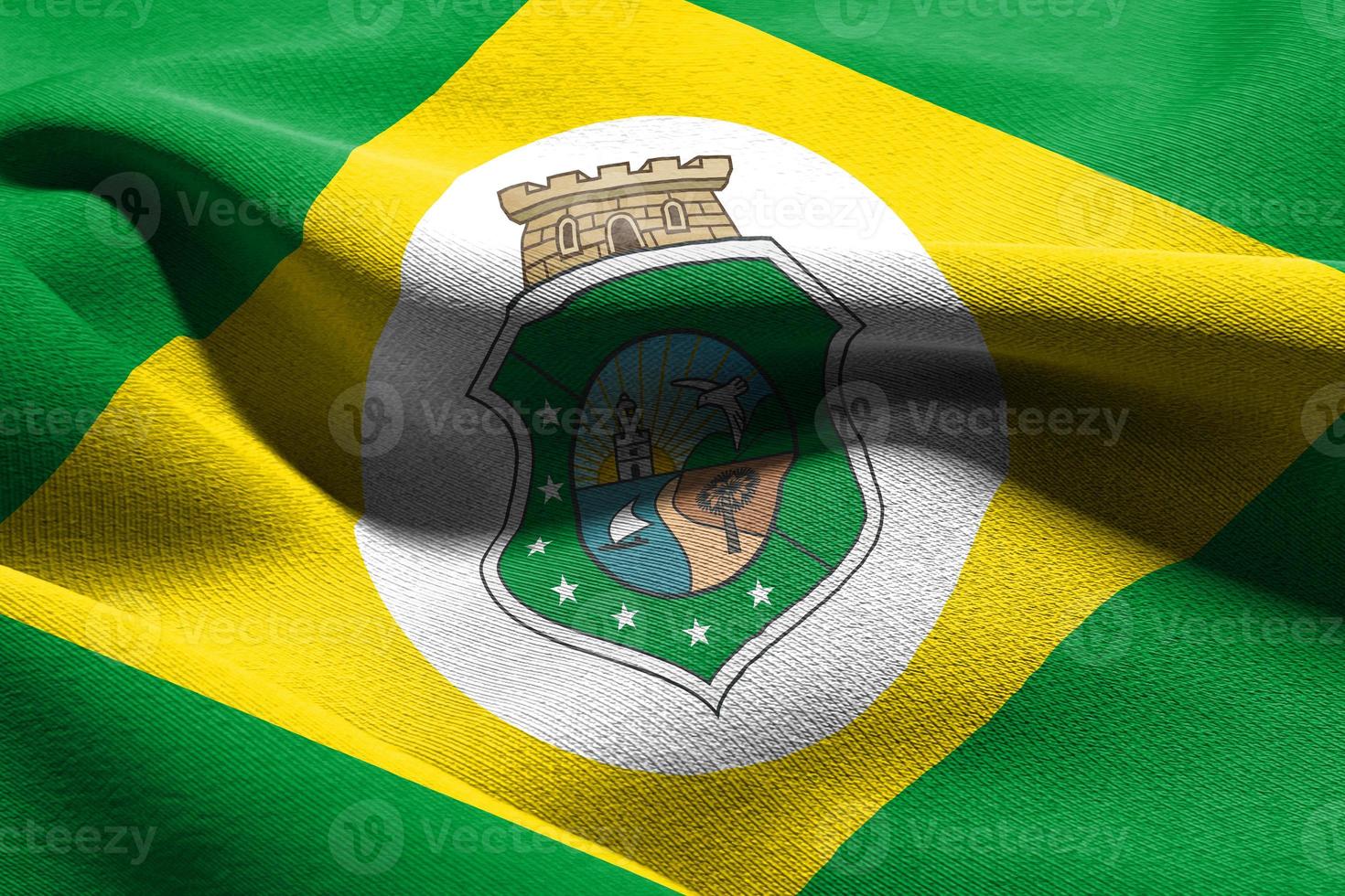 A bandeira da ilustração 3d do ceara é um estado do brasil. acenando no dia foto