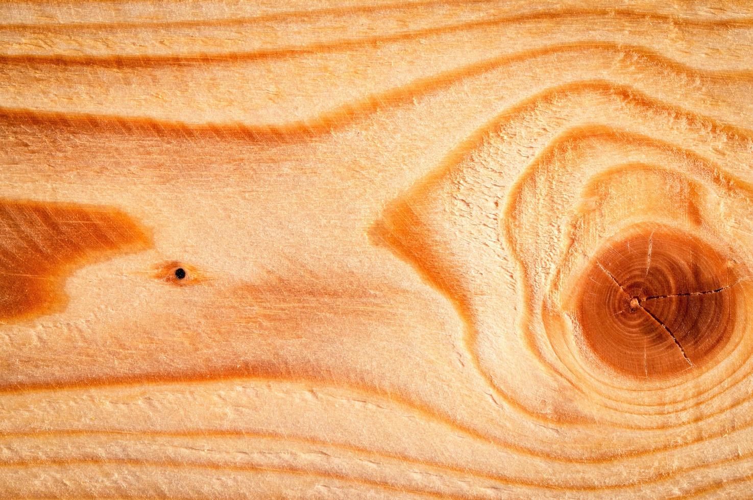 detalhe de anéis de árvores e nós na madeira foto