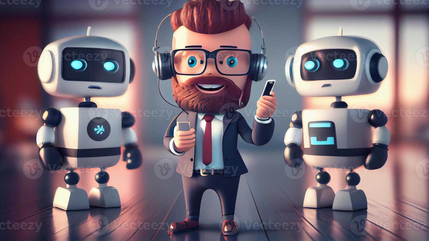 homem de negocios e robô chatbot com generativo ai tecnologia foto