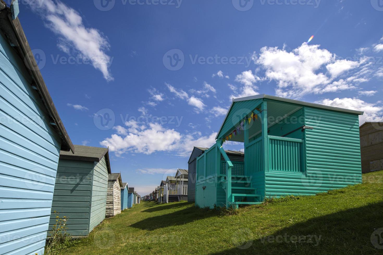 de praia cabanas dentro whistable, Inglaterra foto