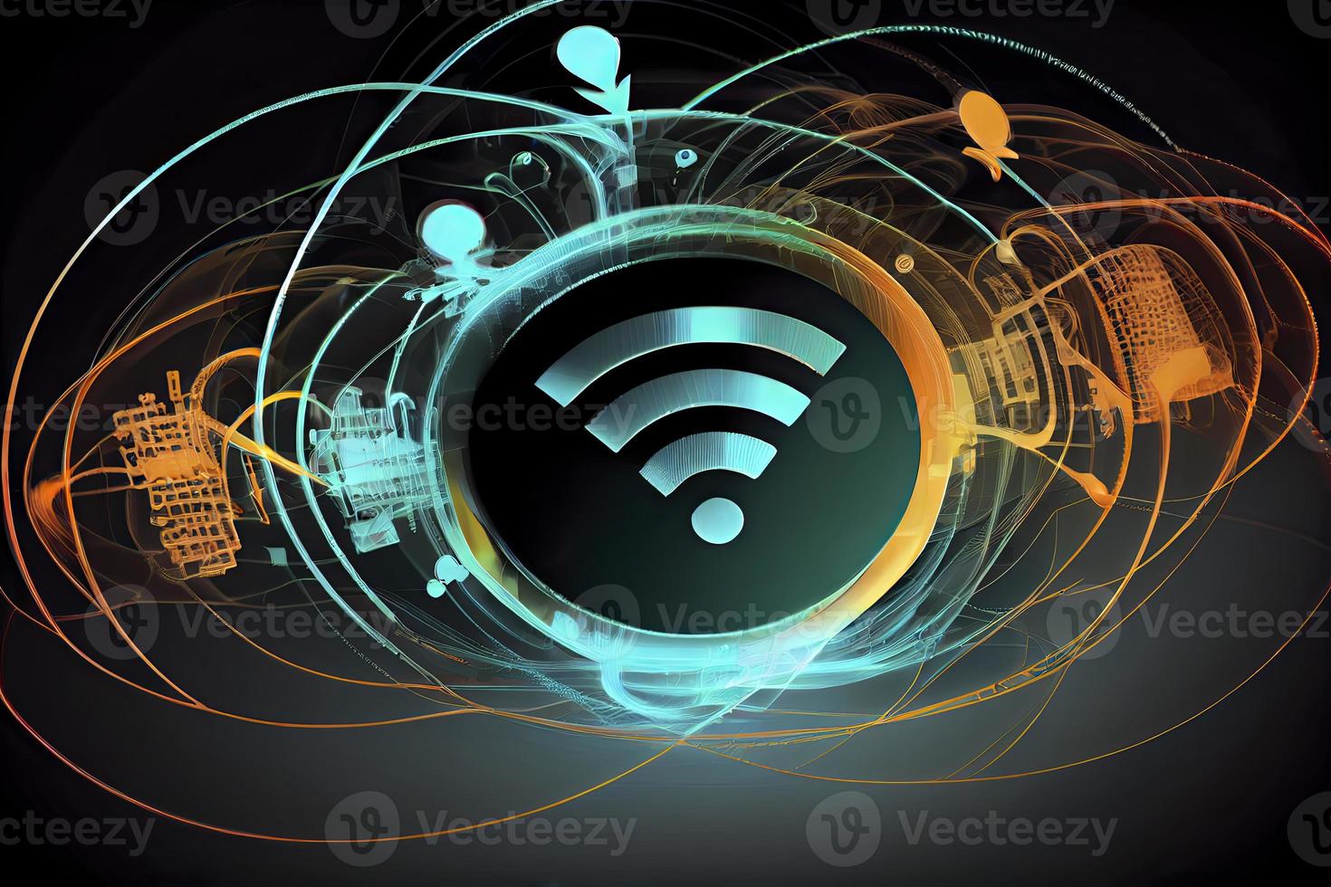 wi fi símbolo, sem fio trabalho em rede digital Oi tecnologia inovação conceito, livre Internet zona e ponto de acesso foto