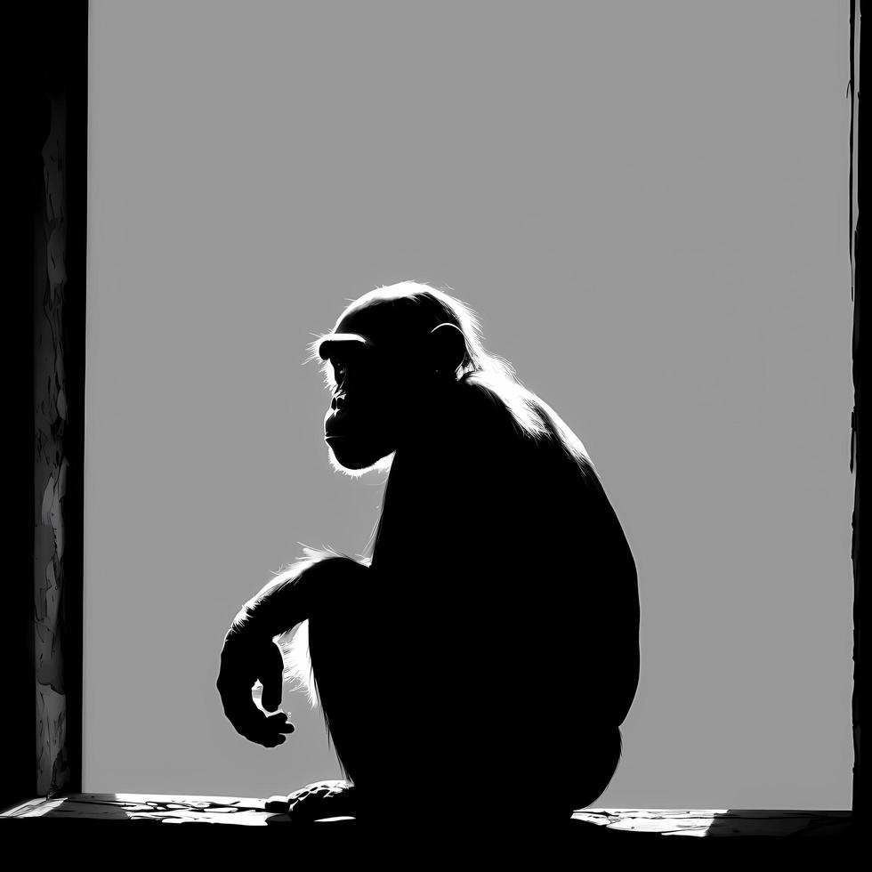 macaco silhueta ai gerado foto