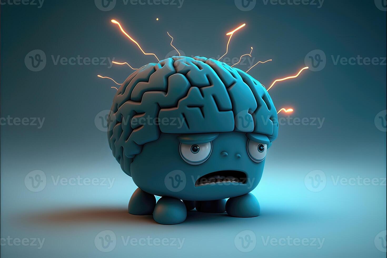 ai gerado a conceito do acumulado estresse. cérebro fadiga, dor de cabeça, enxaqueca. a cérebro é estressado abstrato fundo. foto
