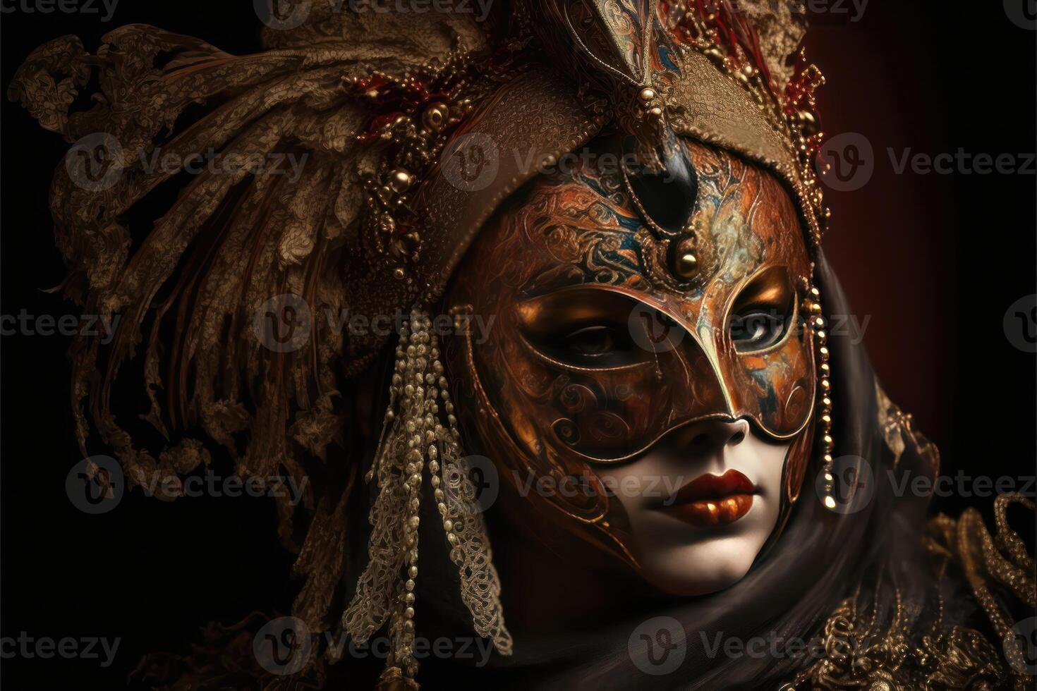 veneziano carnaval mascarar. ai gerado foto