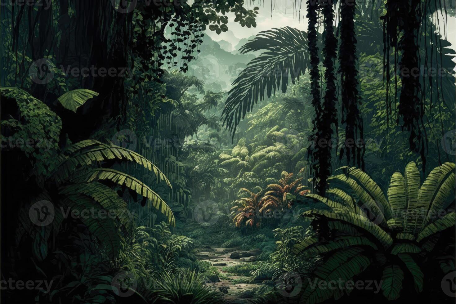 grande tropical floresta. ai gerado foto