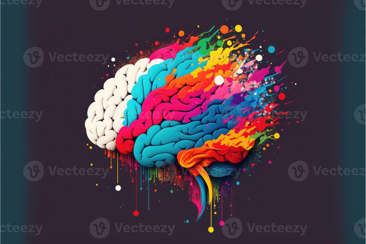 ai gerado criativo cérebro desenho animado multicolorido fundo para Educação inovação conceito. foto