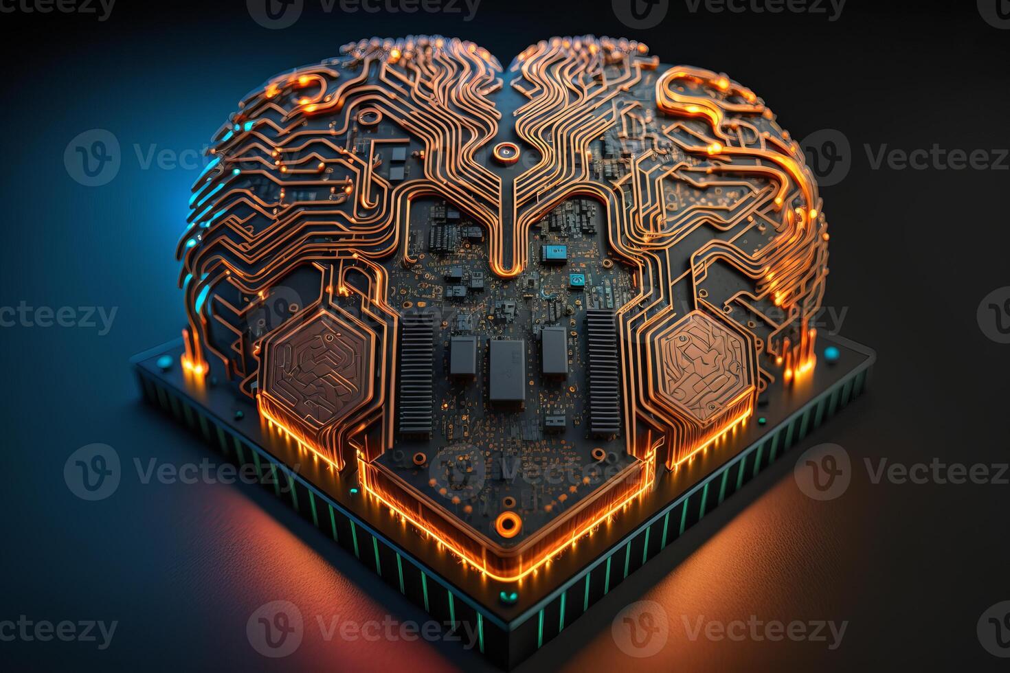 o circuito borda dentro forma do artificial inteligência cérebro, ai máquina Aprendendo conceito. generativo ai foto