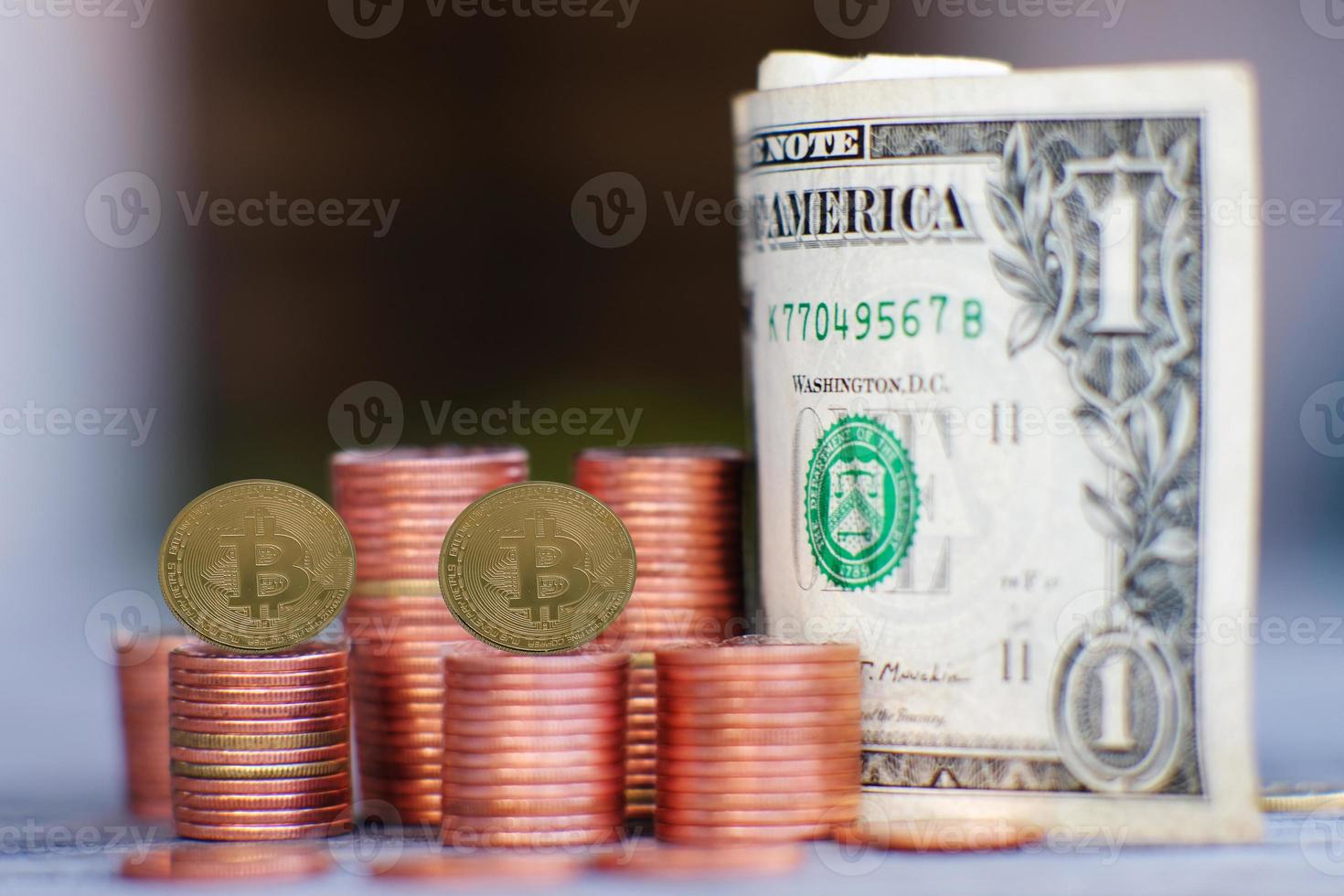 moeda de criptomoeda bitcoin e conceito de dinheiro empresarial foto