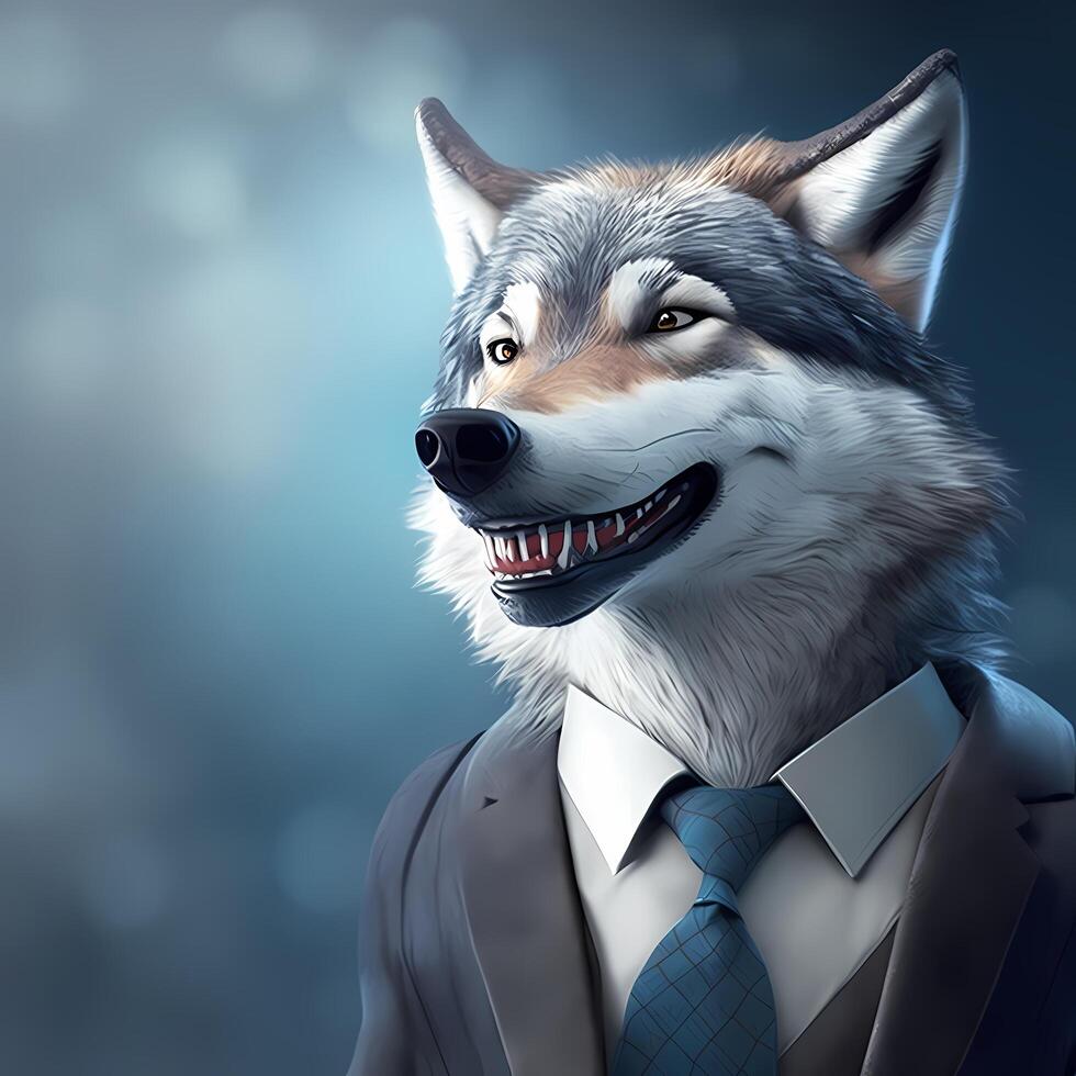 Lobo homem de negocios ilustração ai gerado foto