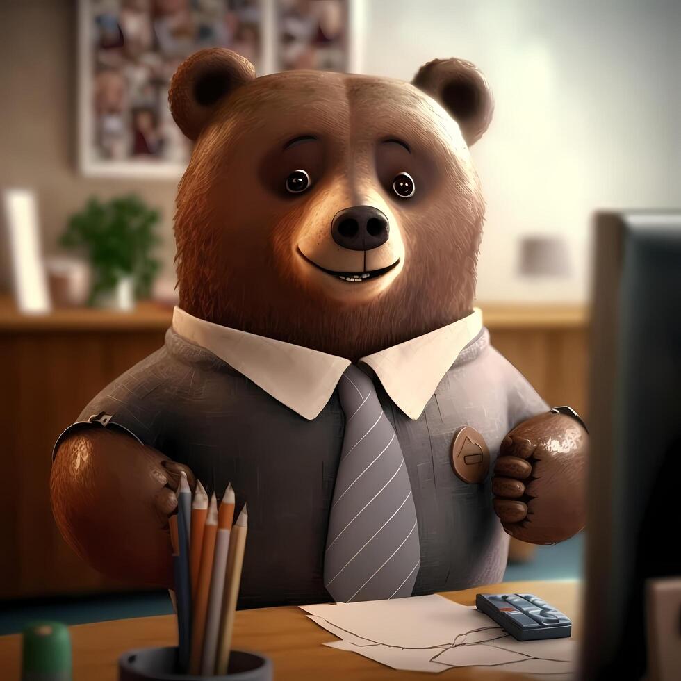 Urso homem de negocios ilustração ai gerado foto