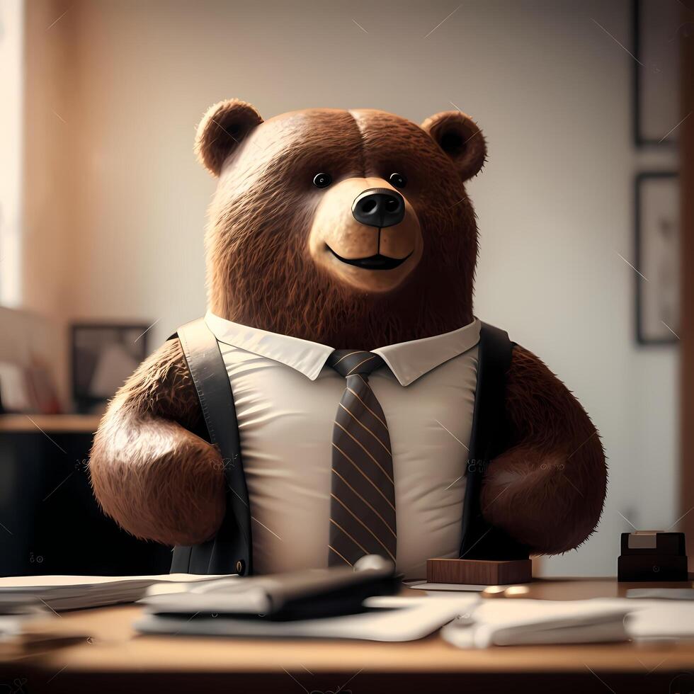 Urso homem de negocios ilustração ai gerado foto