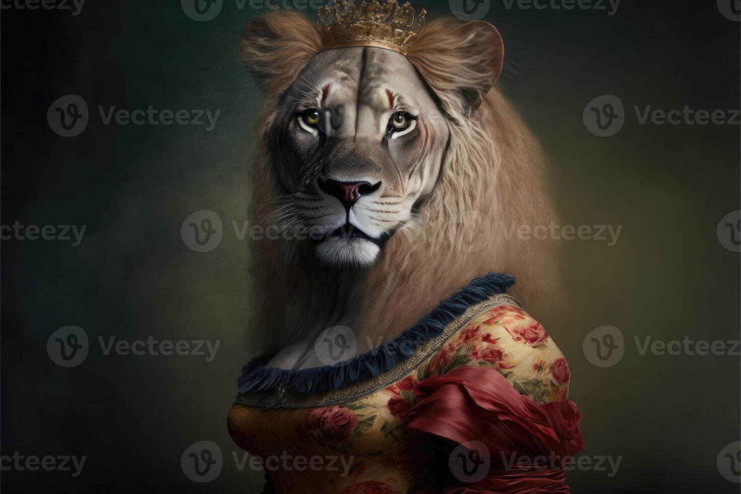 retrato do leão dentro uma vitoriano vestir. ai gerado foto