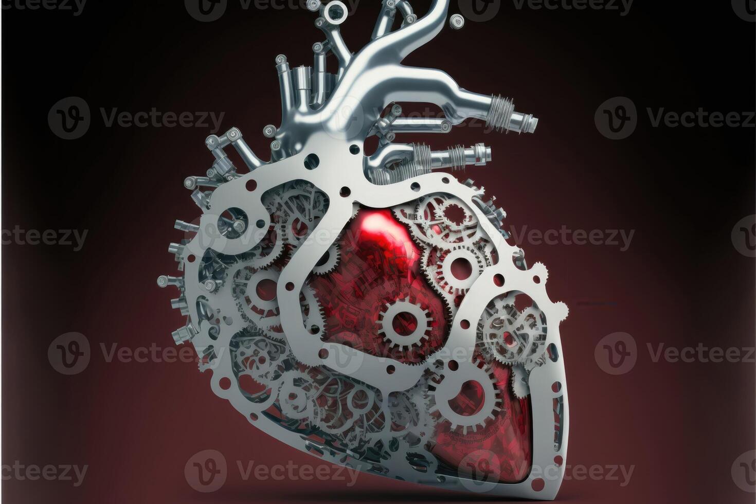 ai gerado humano engrenagem ou roda dentada coração abstrato imagem. a coração é gostar a do corpo motor. foto