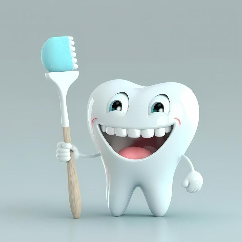 dente feliz personagem fofa ai gerado foto