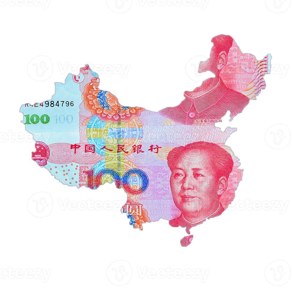 mapa do China com rmb moeda foto