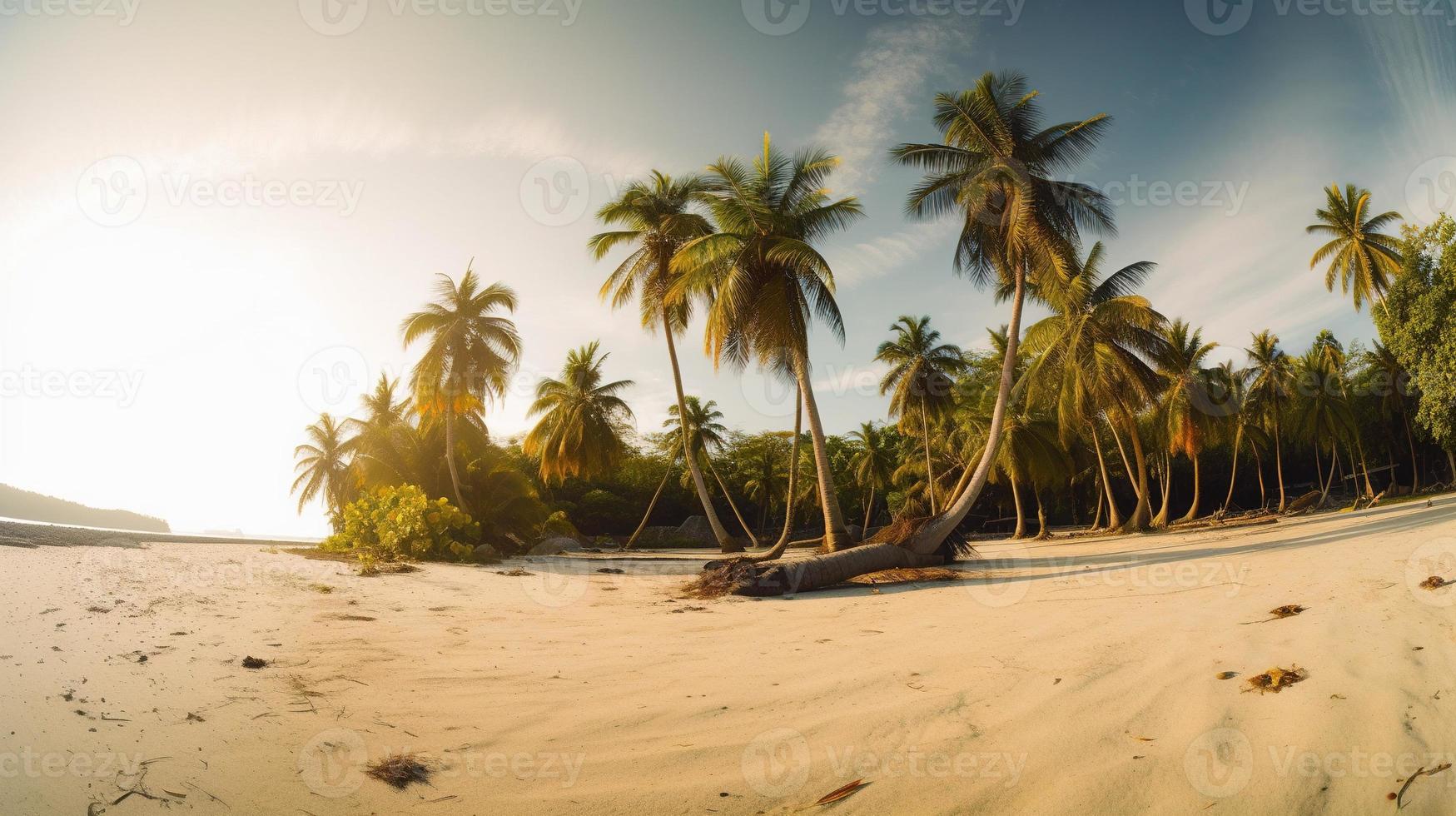 tropical paraíso ou coco Palma de praia ou branco areia lagoa foto