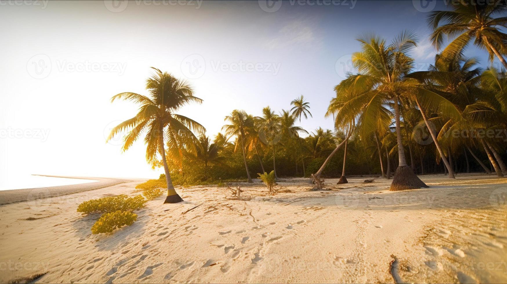 tropical paraíso ou coco Palma de praia ou branco areia lagoa foto