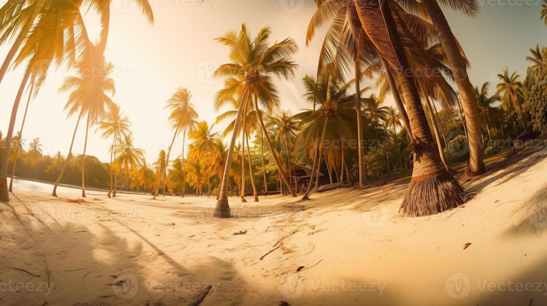 tropical paraíso ou coco Palma de praia ou branco areia lagoa foto