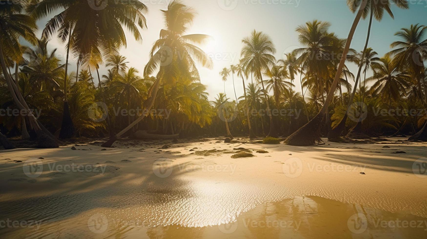 tropical paraíso ou coco Palma de praia ou branco areia lagoa foto