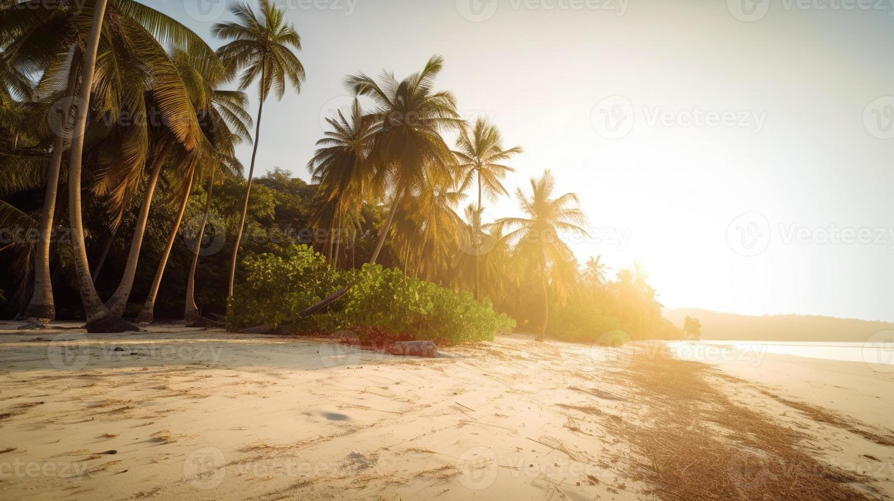 tropical paraíso ou coco Palma de praia ou branco areia lagoa foto