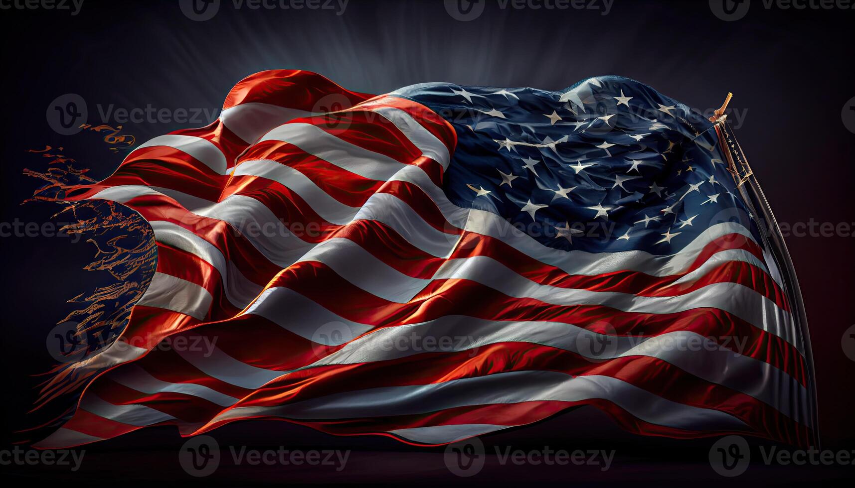 americano bandeira EUA bandeira acenando independência dia Tempo para revolução Julho 4º ai gerado foto