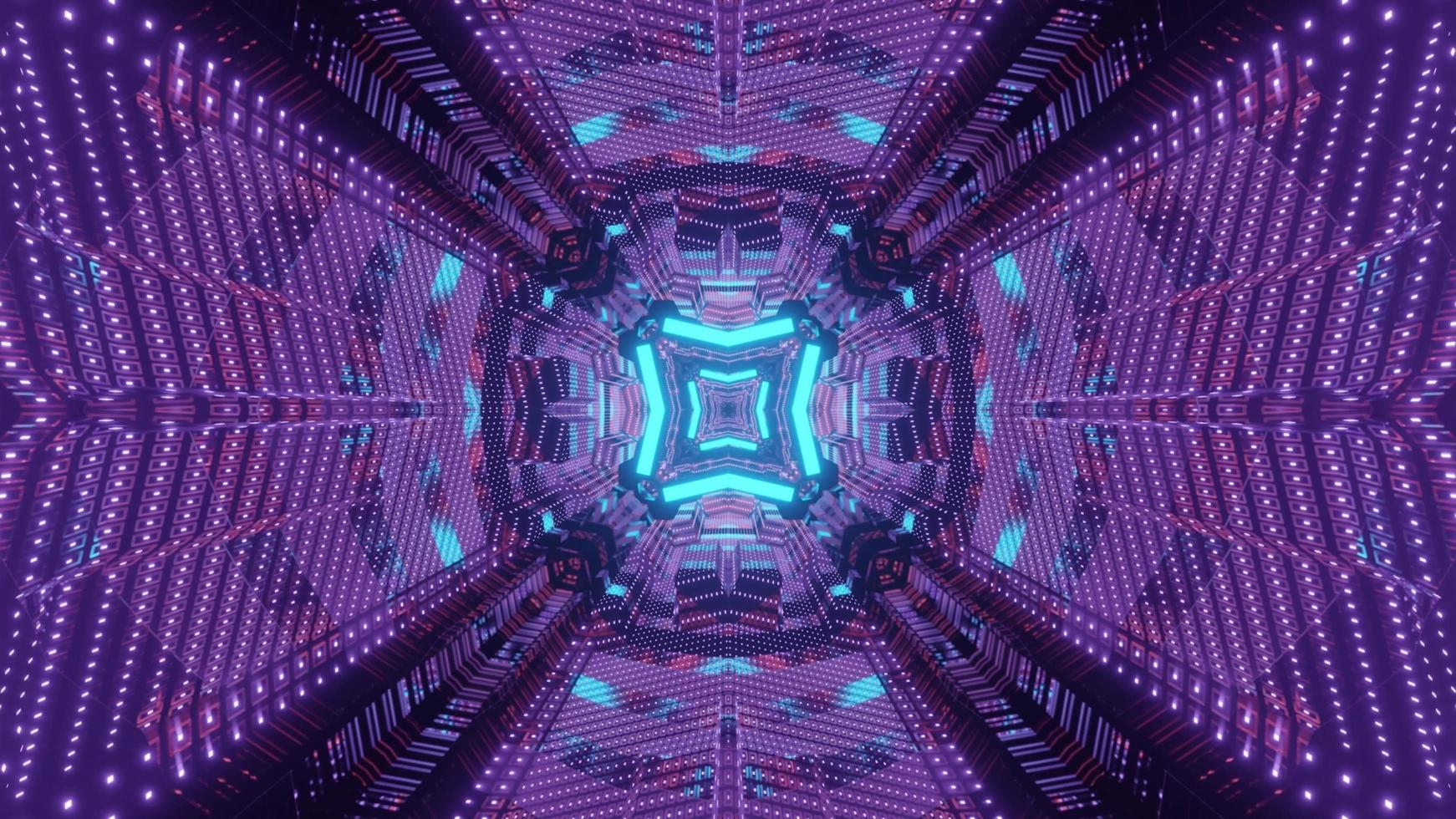 túnel sci fi com ilustração 3d geométrica de néon foto
