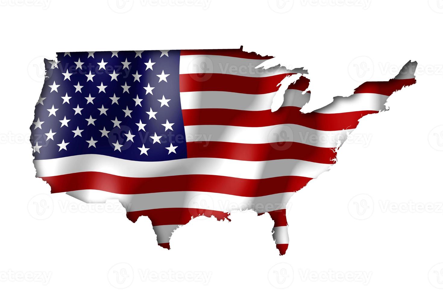 EUA - país bandeira e fronteira em branco fundo foto