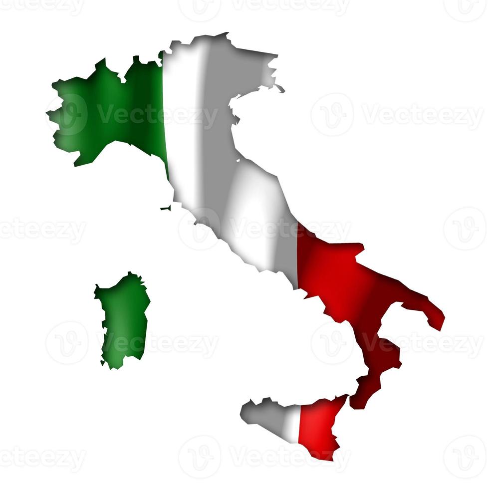 Itália - país bandeira e fronteira em branco fundo foto
