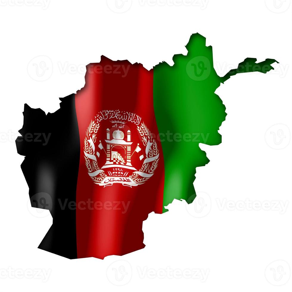 Afeganistão - país bandeira e fronteira em branco fundo foto
