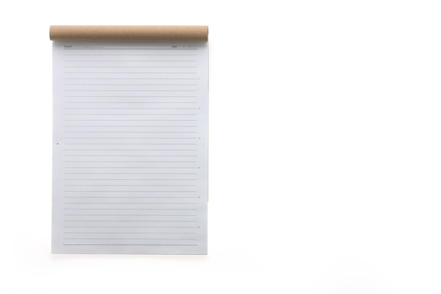 caderno em branco isolado foto