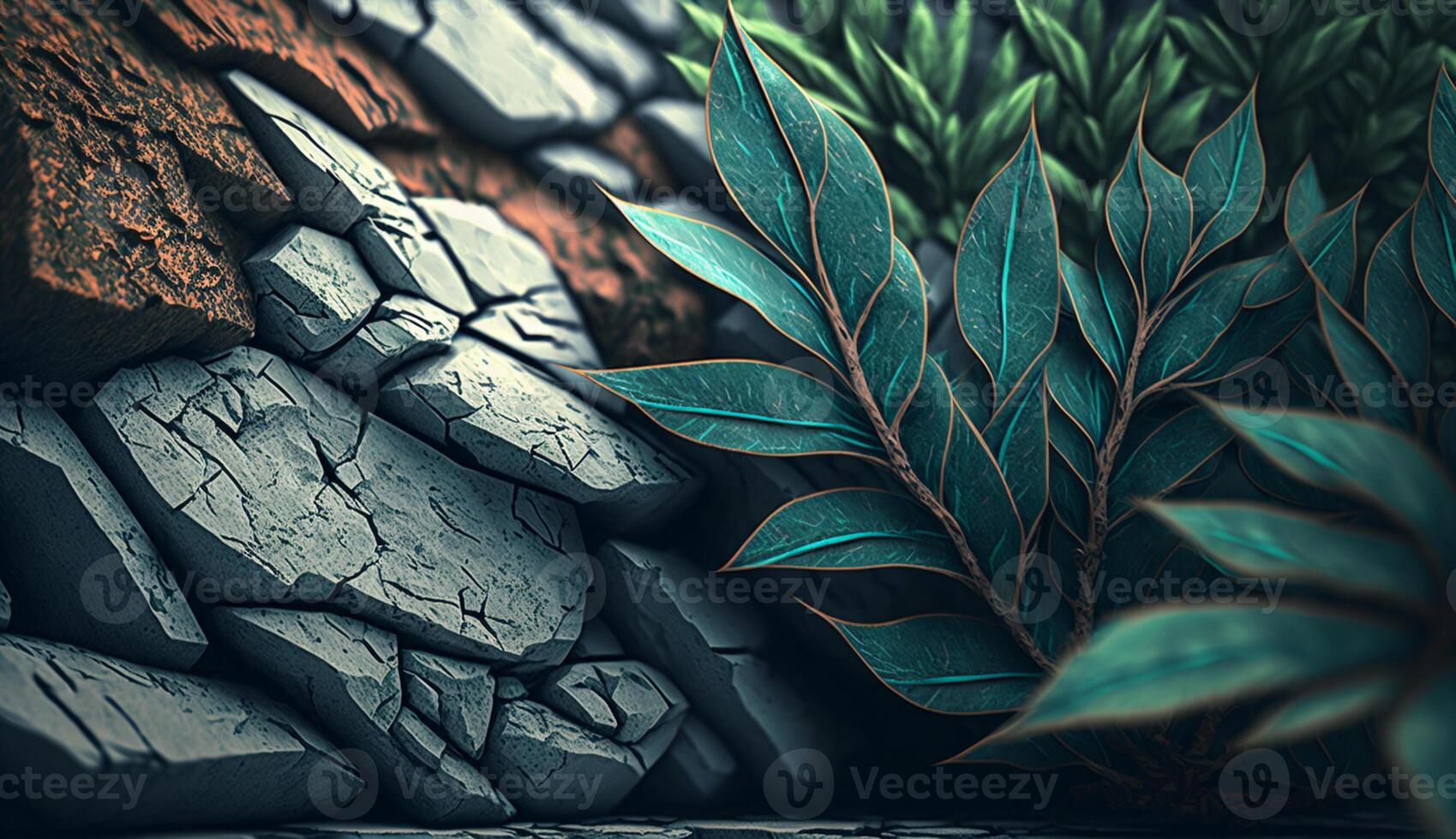 cativante texturas a partir de folhas, madeira, e pedras fundo generativo ai foto