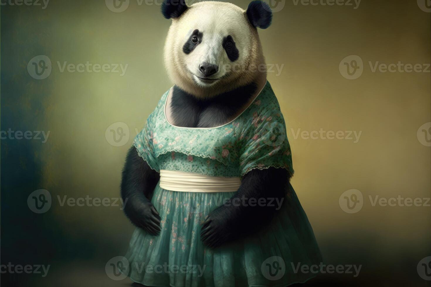 retrato do panda dentro uma vitoriano vestir. ai gerado foto