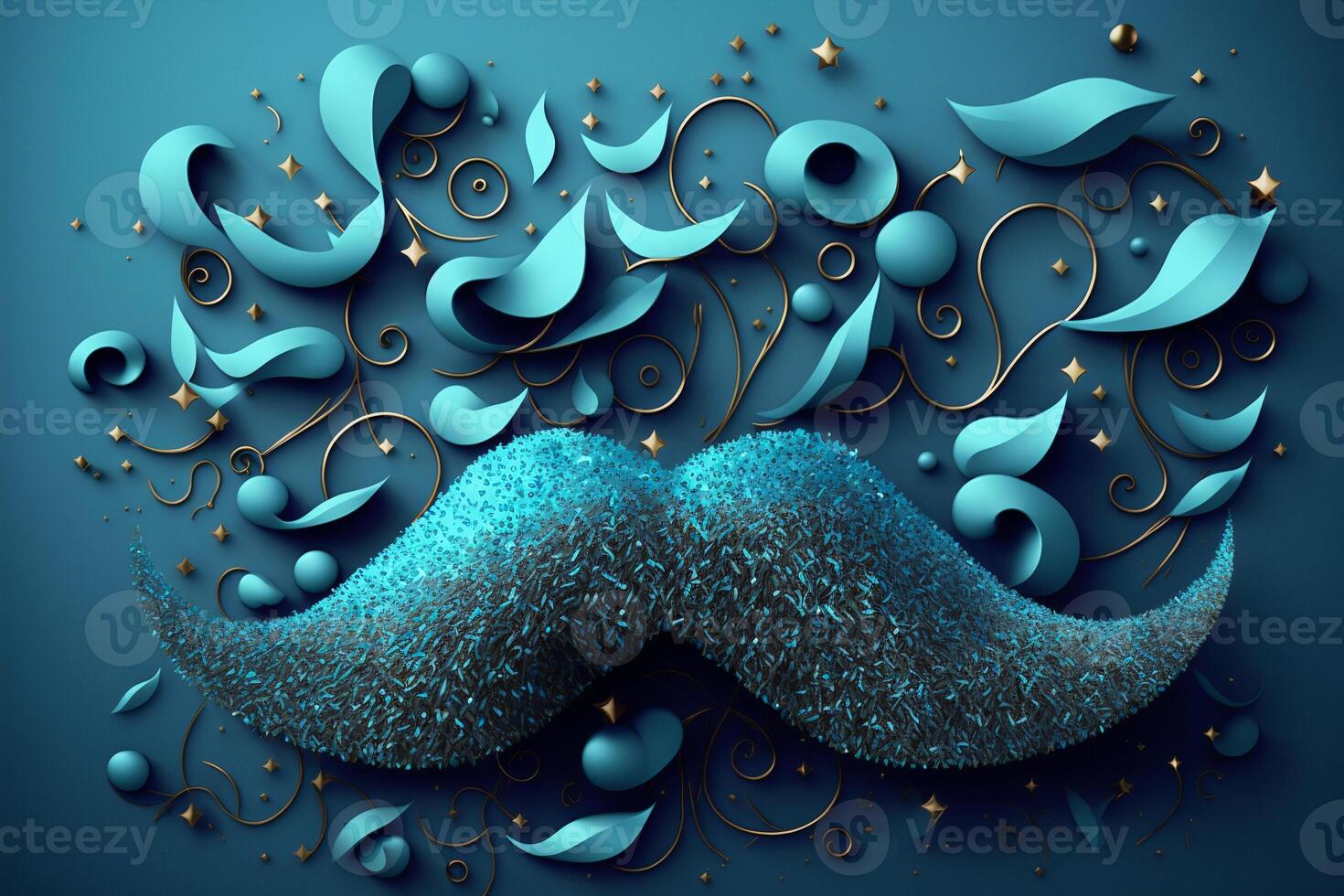 azul abstrato ilustração com uma bigode. internacional masculino dia, do pai dia. generativo ai. foto