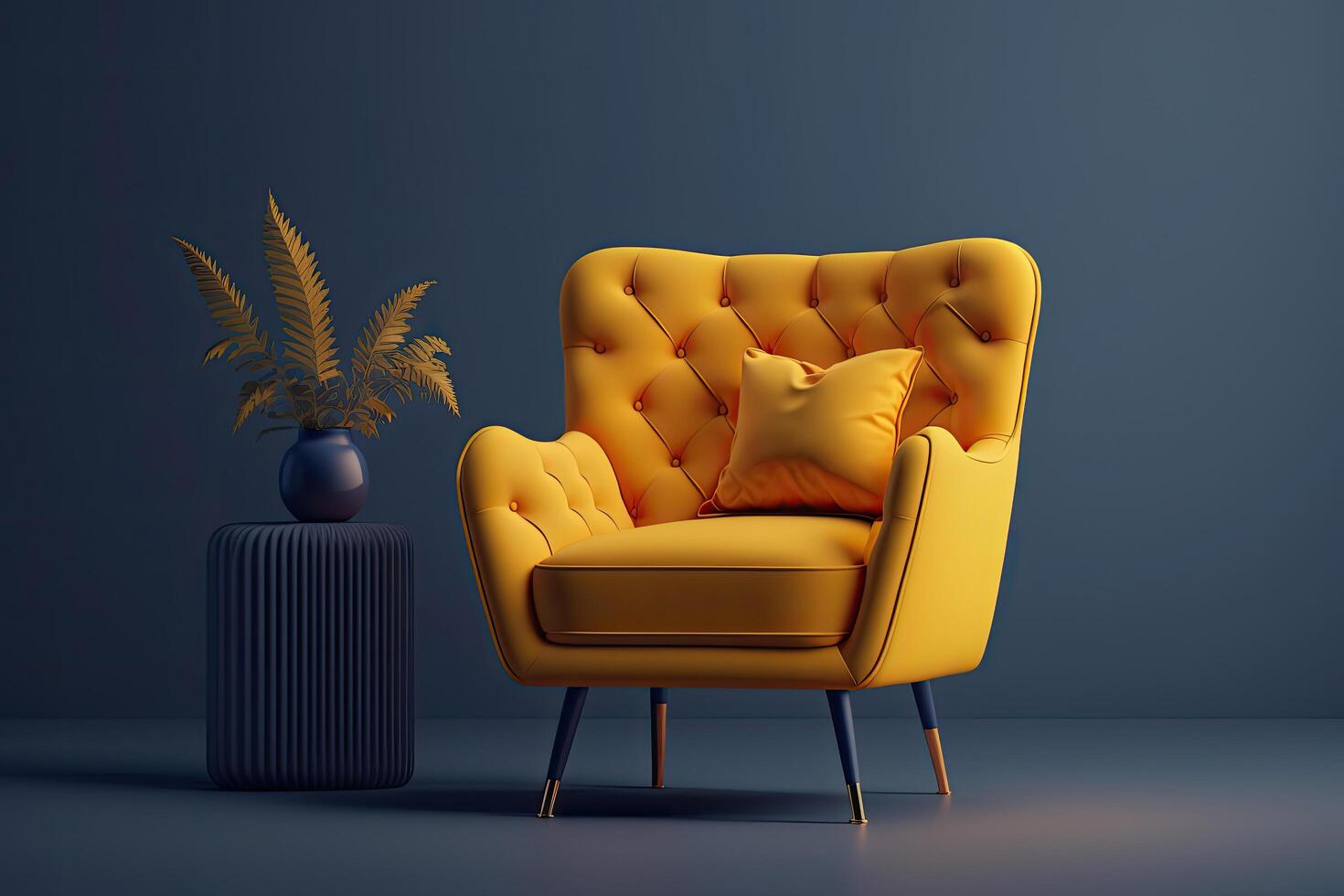interior Projeto com amarelo cadeira. ilustração generativo ai foto